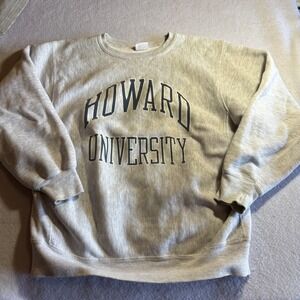 Vintage Bassett-Walker Howard University  Sweatshirt Gray Large